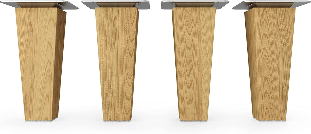 Sossai® Holz-Tischbeine - Clif Square | Öl-Finish | Höhe: 12 cm | HMF3 | eckig, konisch (gerade Ausf