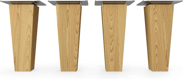 Sossai® Holz-Tischbeine - Clif Square | Öl-Finish | Höhe: 12 cm | HMF3 | eckig, konisch (gerade Ausf