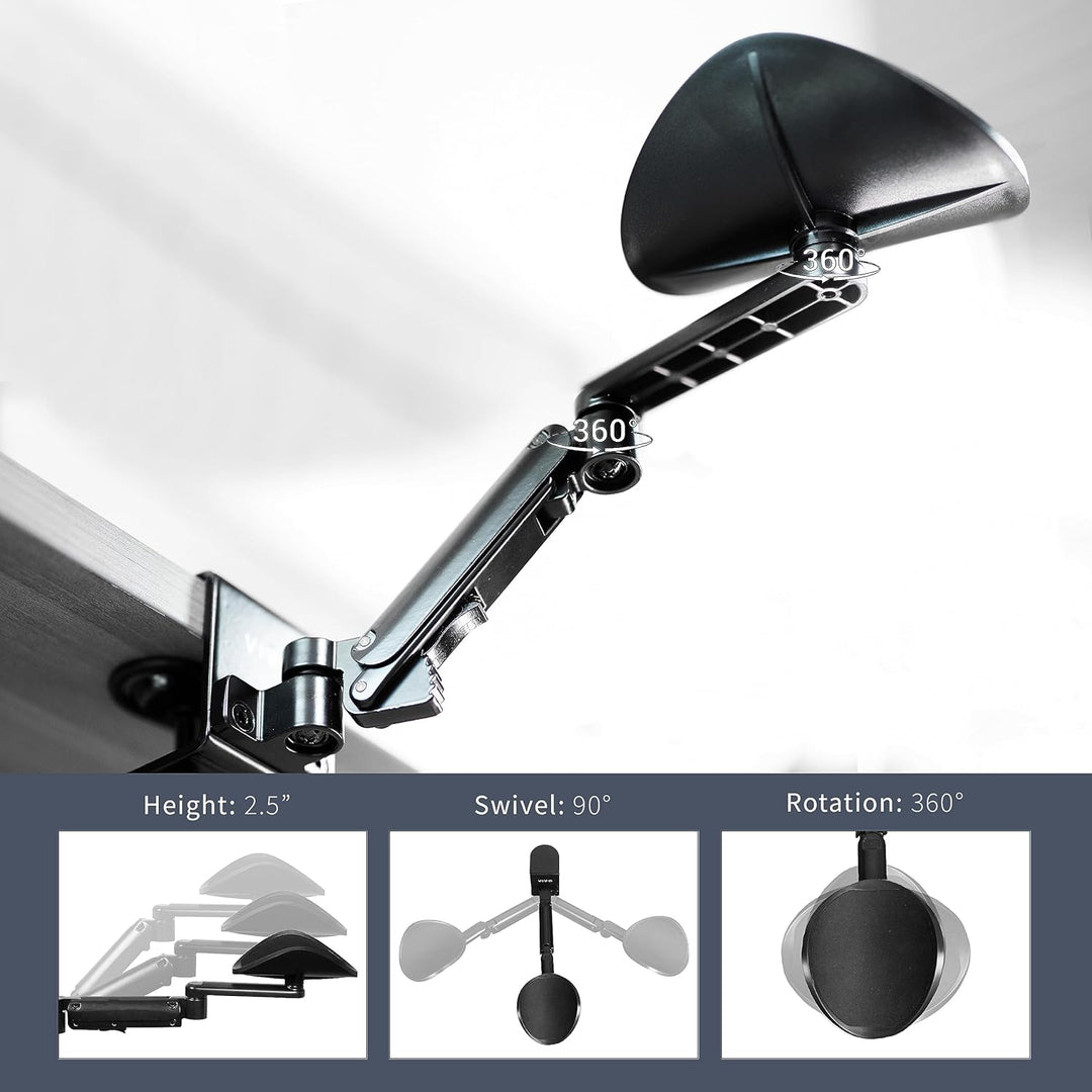 VIVO Universal Clamp-on Armlehne, Schreibtischwiege, drehbares Ellenbogenkissen, oberhalb des Tische