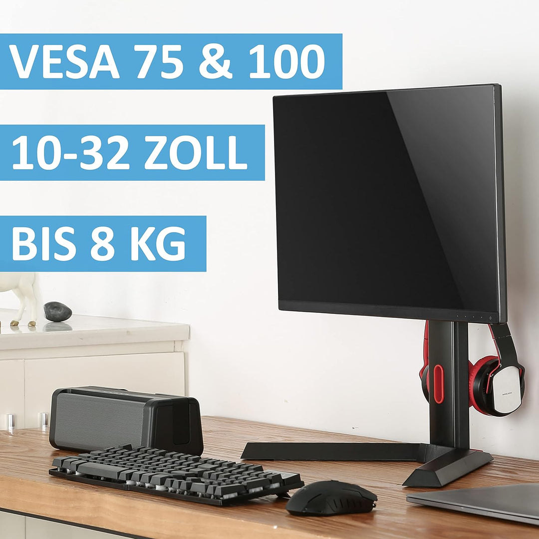 VSG24 Gamer Bildschirmhalterung, 10-32 Zoll höhenverstellbar VESA 100x100 Tischhalterung, Bildschirm