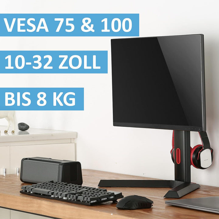 VSG24 Gamer Bildschirmhalterung, 10-32 Zoll höhenverstellbar VESA 100x100 Tischhalterung, Bildschirm