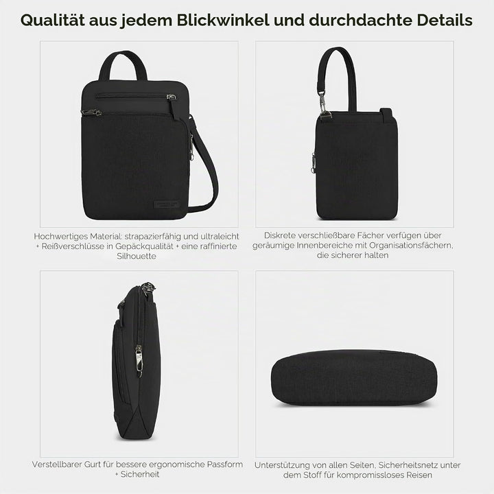 Travelon Unisex Diebstahlschutz Metro Small Crossbody Umhängetasche 9.75 x 10.75 x 2 Schwarz, 9.75 x