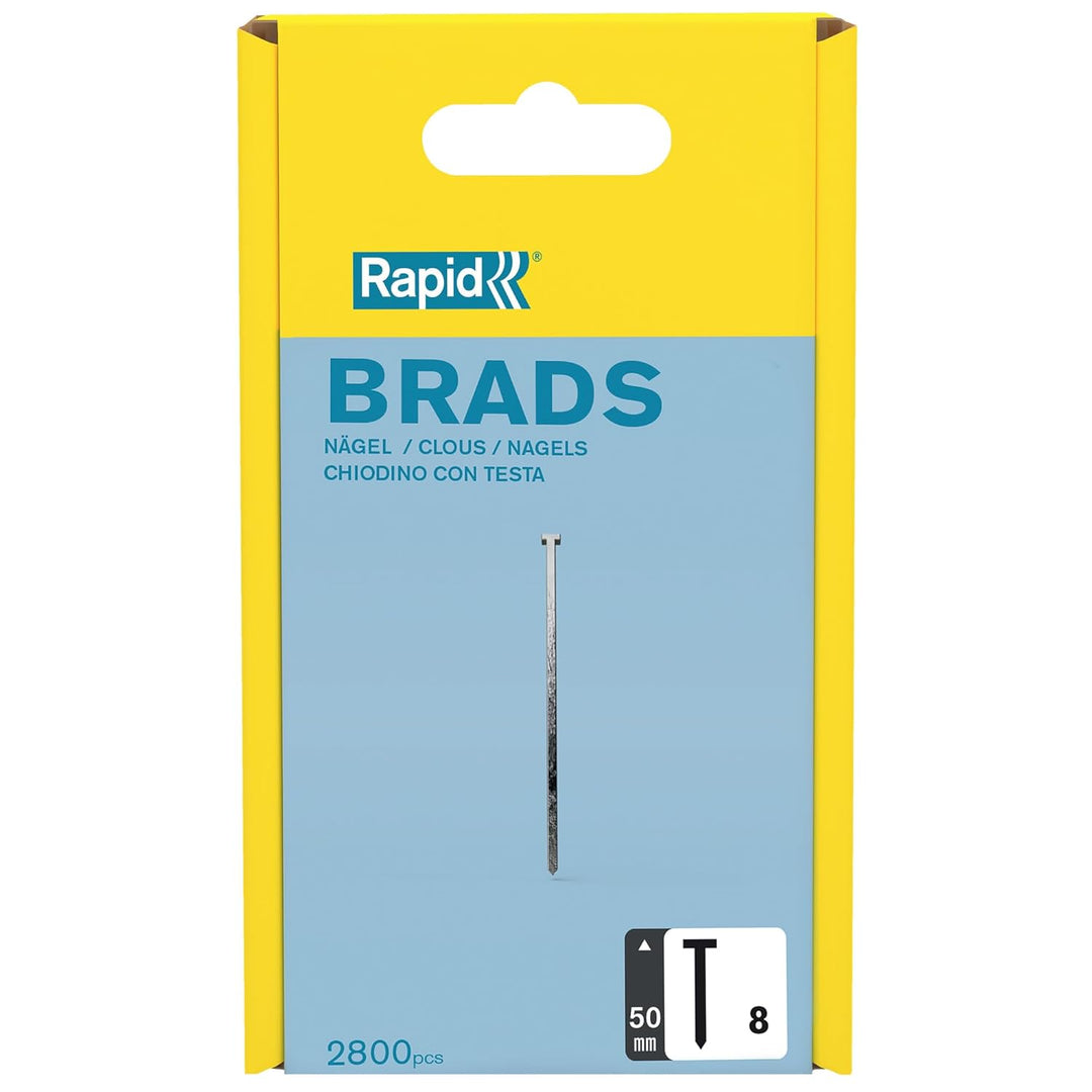 Rapid Nägel Typ 8, 50 mm Stauchkopfnägel 18 Ga, 2.800 Stück 50 mm Grosspackung │ Kunststoffbox Galva