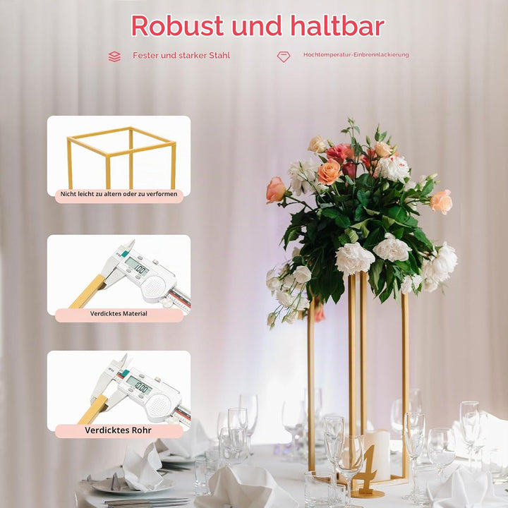 4 Stück Blumenständer 40/60/80/100cm Geometrisch, Abnehmbar Hochzeit Herzstück Tische, Geometrischer