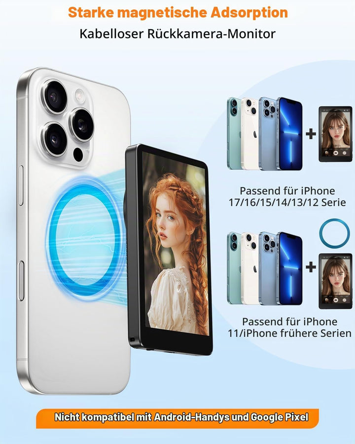 Vlog Handy Selfie Monitor：4" Vlog Selfie Monitor Bildschirm mit Magnetischer | Smartphone Rückkamera