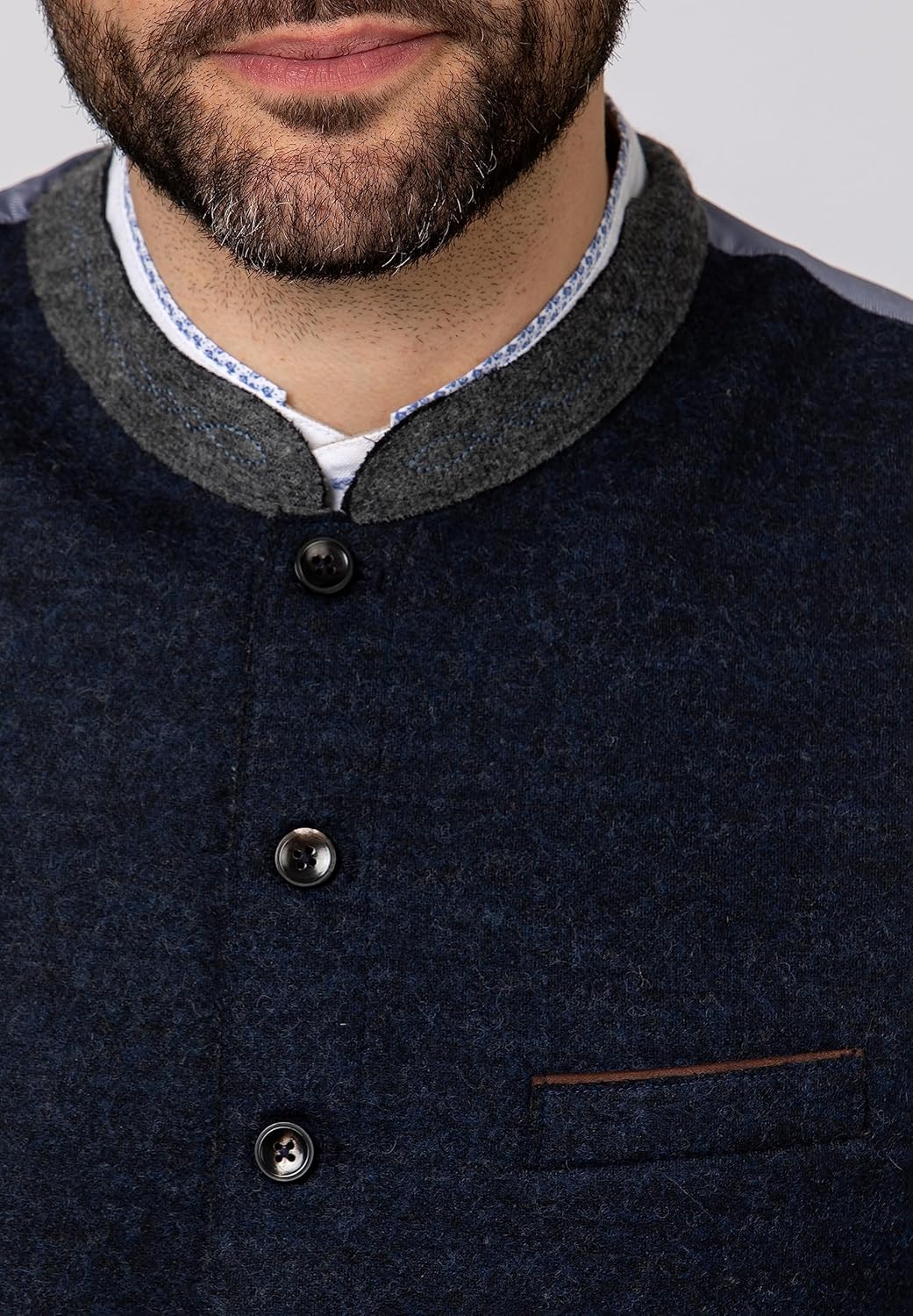 Stockerpoint Herren Trachtenweste 48 blau grau, 48 blau grau