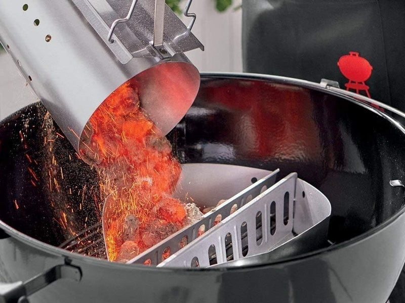GFTIME XL Kohle Anzündkamn für Weber 7416 Holzkohlegrill zubehör, Grillkamin Anzünder mit Doppelgrif