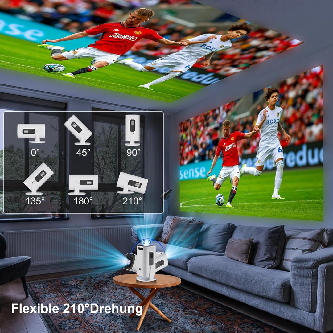 Eroshoo Mini Beamer,Handy Beamer 4K Unterstützung mit Ständer,1080P Mini Projektor Android,Heimkino