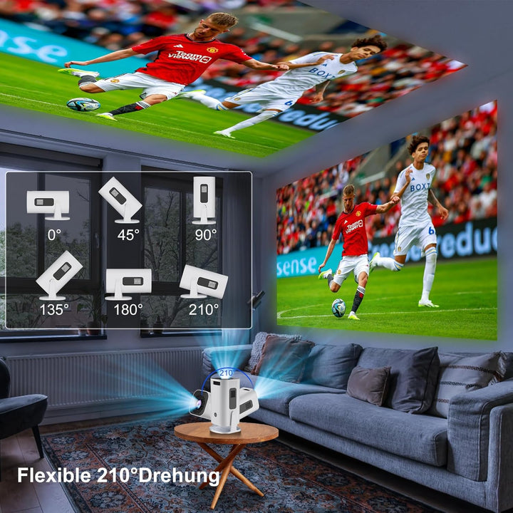 Eroshoo Mini Beamer,Handy Beamer 4K Unterstützung mit Ständer,1080P Mini Projektor Android,Heimkino