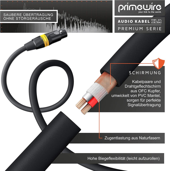CSL - 10m Mikrofonkabel - XLR Stecker auf XLR Buchse - Audio Kabel - je 4 Farbringe: rot blau gelb g