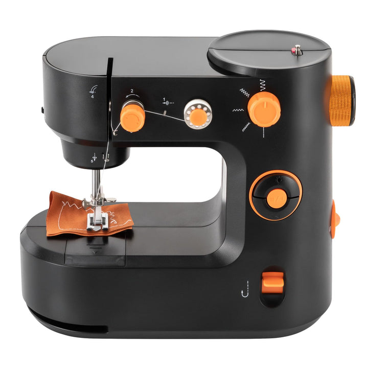 MINRS Mini-Nähmaschine mit Fusspedal (LED Licht, 5 Stichmuster, Fadenabschneider, Zwei-Wege-Nähen, A