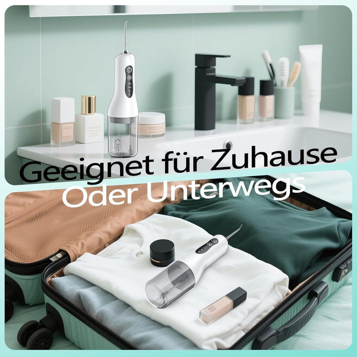 Munddusche Kabellos Elektrischer, Munddusche Testsieger 2025, 40 Tage Laufzeit, IPX7 Wasserdicht, 4