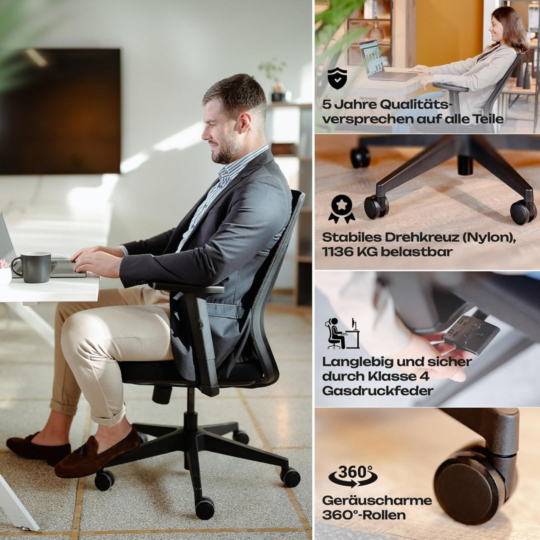 VALKENSTOL M2 Ergonomischer Bürostuhl 150 kg [ohne Kopfstütze] Schreibtischstuhl Ergonomisch Bürostu