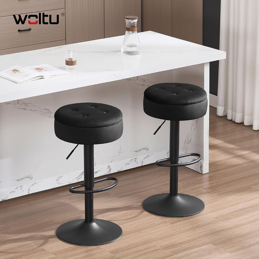 WOLTU Barhocker 2er Set, Sitzhocker mit Stauraum, Hocker höhenverstellbar 360° drehbar, Drehhocker f