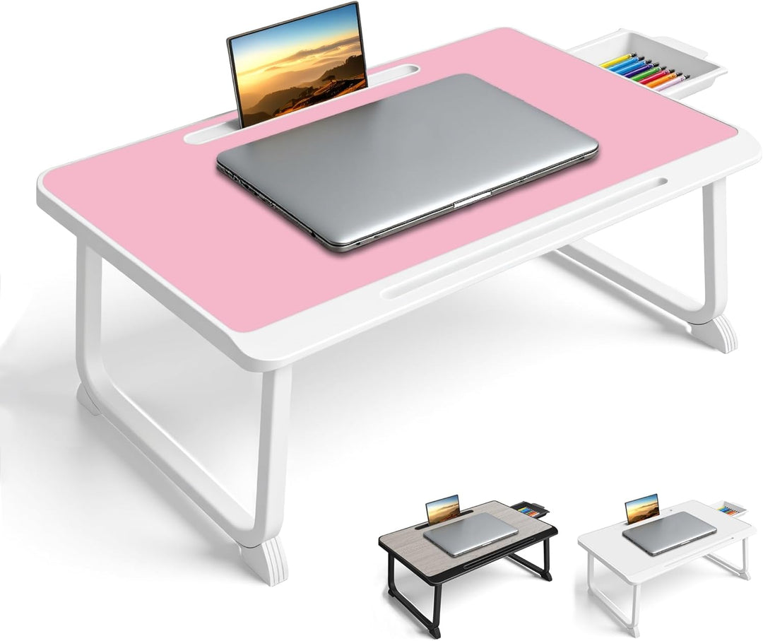 Laptop Bett Tisch - Schreibtisch, Nachttisch mit Schublade, für Laptop, Lesen, Schreiben, Essen und