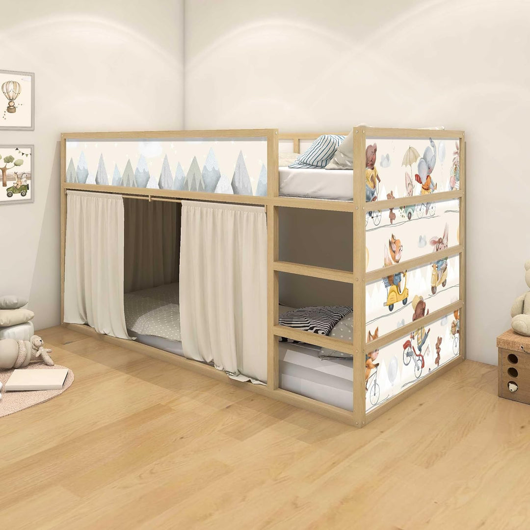 WANDKIND Aufkleber für IKEA KURA Kinderbett Hochbett Klebefolie Möbelfolie Sticker Kinderzimmer fröh