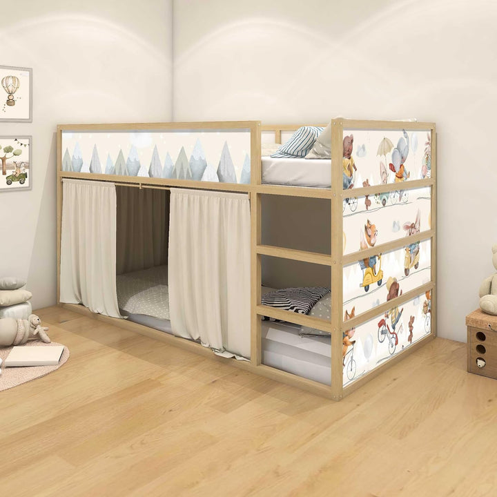 WANDKIND Aufkleber für IKEA KURA Kinderbett Hochbett Klebefolie Möbelfolie Sticker Kinderzimmer fröh
