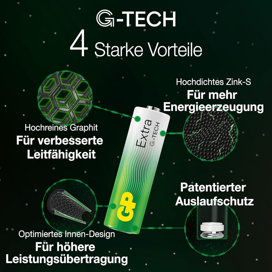 GP Extra Alkaline Batterien AA 1,5V Longlife G-TECH Technologie | 80 Stück R6 Batterien Mignon Vorra