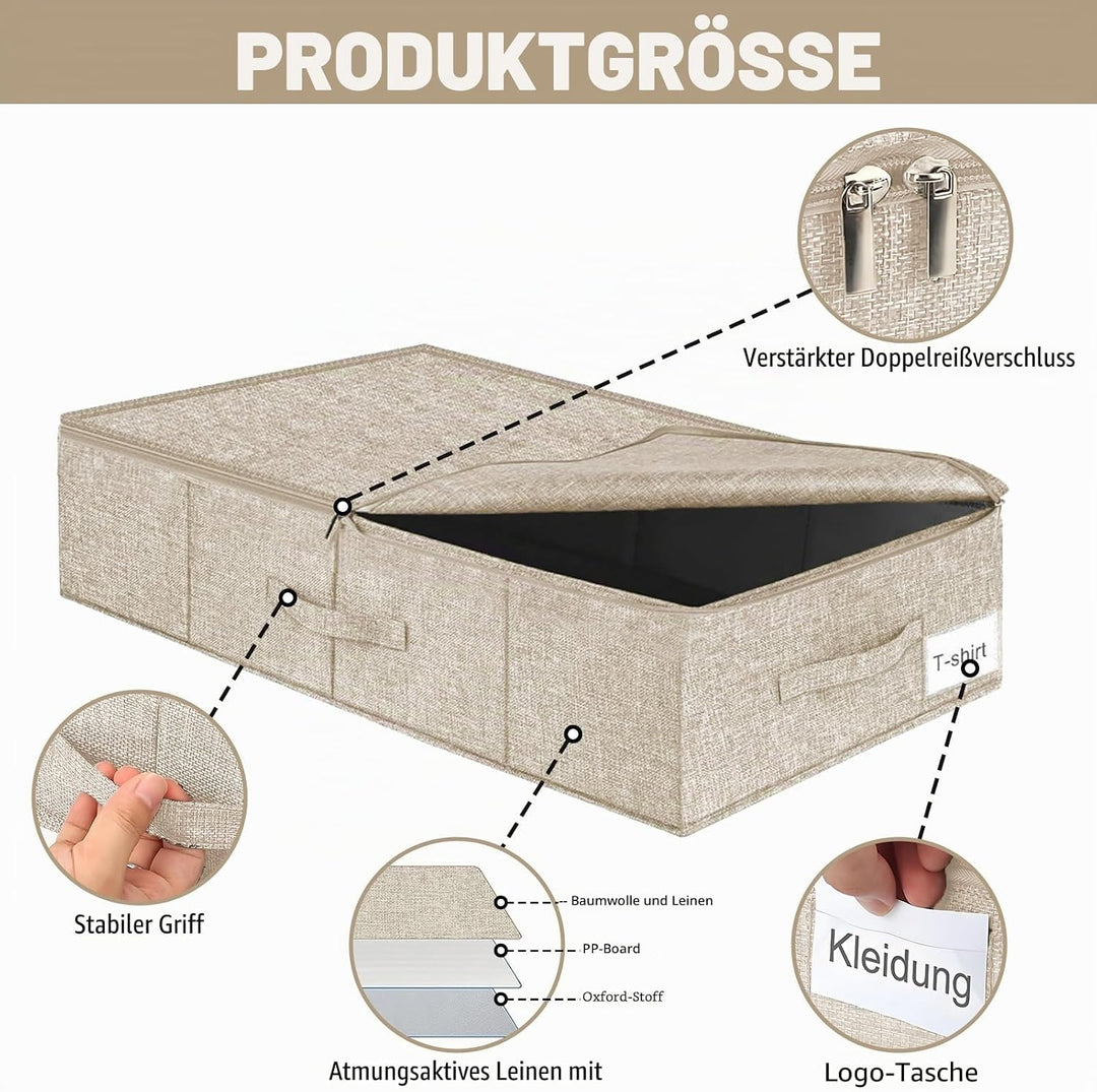 2 Stück Unterbett Aufbewahrungsbox, Unterbettkommode, Faltbarer Unterbett Aufbewahrung Gross, Unterb