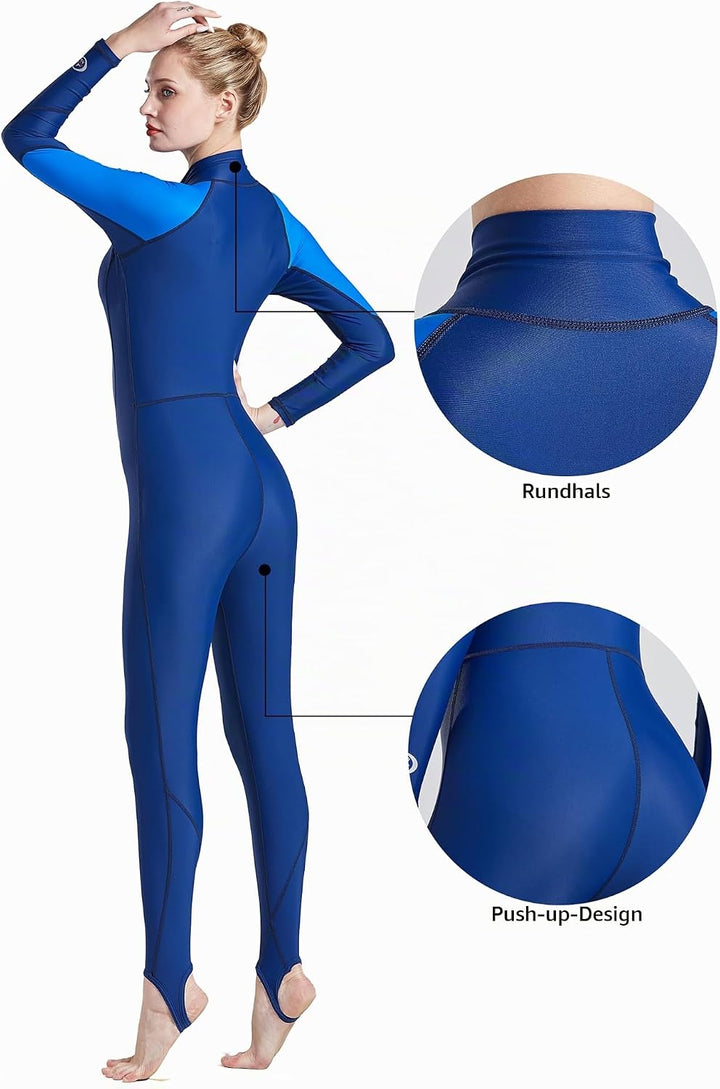 Damen Herren Lange Ärmel Tauchanzug One Piece UV-Schutz Badeanzug Sommer Herbst M Damen, M Damen
