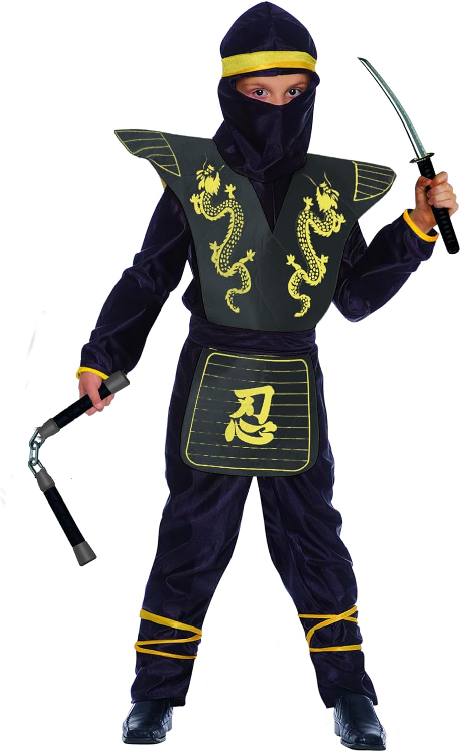 Ciao- Ninja Fighter Kostüm Verkleidung Junge with toy weapons set 6-8 Jahre Gelb, 6-8 Jahre Gelb