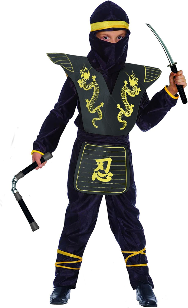 Ciao- Ninja Fighter Kostüm Verkleidung Junge with toy weapons set 6-8 Jahre Gelb, 6-8 Jahre Gelb