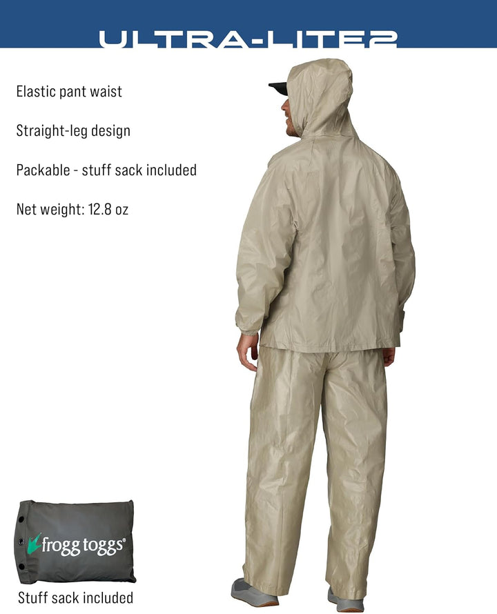frogg toggs Herren Ultra-lite2 Waterproof Breathable Protective Rain Suit Regenbekleidung XXL khaki,