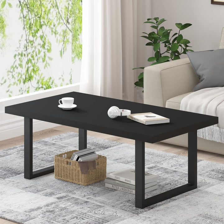 IBF Couchtisch Schwarzer Moderner Industrieller Wohnzimmertisch Minimalistischer Mitteltisch Schlich