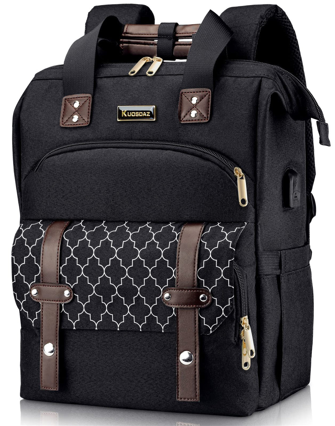 Kuosdaz Rucksack Damen, Schulrucksack Mädchen Teenager mit USB Ladeanschluss & Laptopfach, 15,6 Zoll