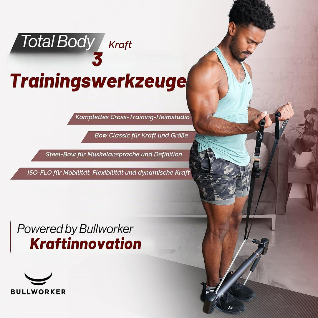 Bullworker Power Pack - Cross Training Portable Home Gym for Total Body Fitness (Bow Classic, Steel
