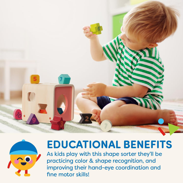 Battat – Zählen & Sortieren Würfel – Formensortierspiel für Kleinkinder, Kinder – Lernwürfel aus Hol