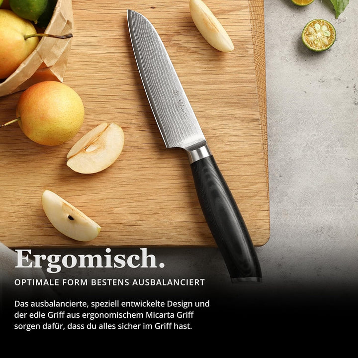 Wakoli Mikata Damast Kleines Santoku Messer 12 cm Klinge extrem scharf aus 67 Lagen I Damastmesser K
