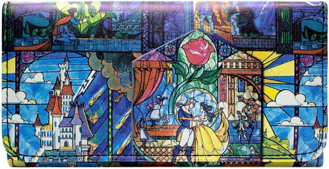 Beauty and the Beast Buntglas-Rosen-Montage Geldbörse/Portemonnaie mit Dreifach-Faltung, Münzfach &
