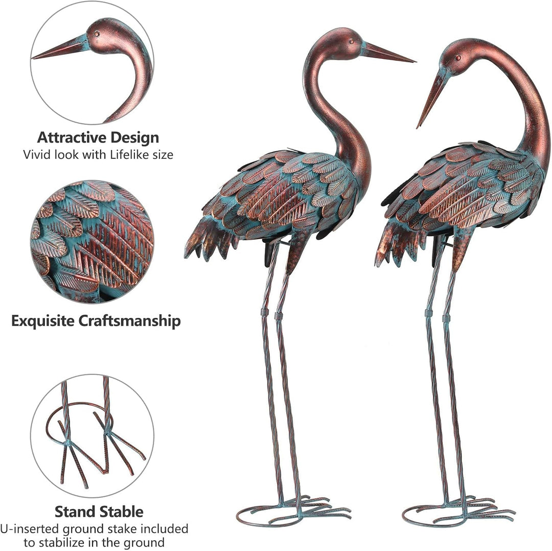 Kranich Gartenstatuen Outdoor Metall Reiher Hof Kunst Vogelskulptur für Rasen Terrasse grosse Grösse