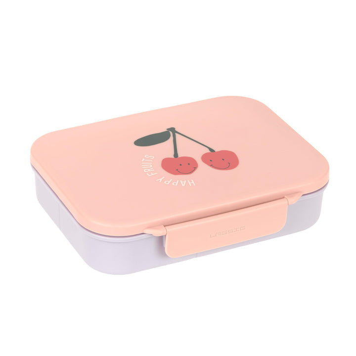 LÄSSIG Kinder Bento Lunchbox Brotdose mit Fächern Happy Fruits Cherry | Für Kindergarten und Schule,