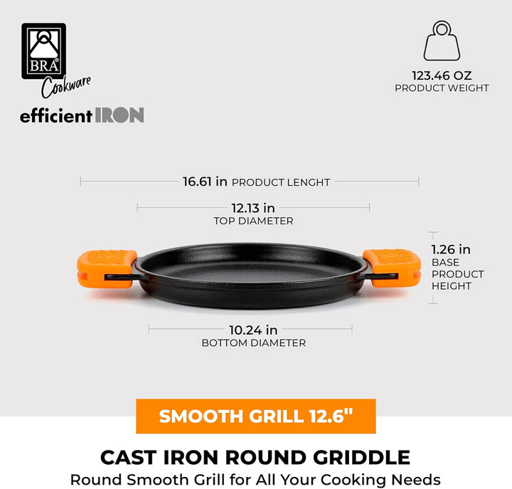 BRA Efficient Iron - Grillpfanne Grill rund 32 cm Runder Grillrost Glatt, Runder Grillrost Glatt