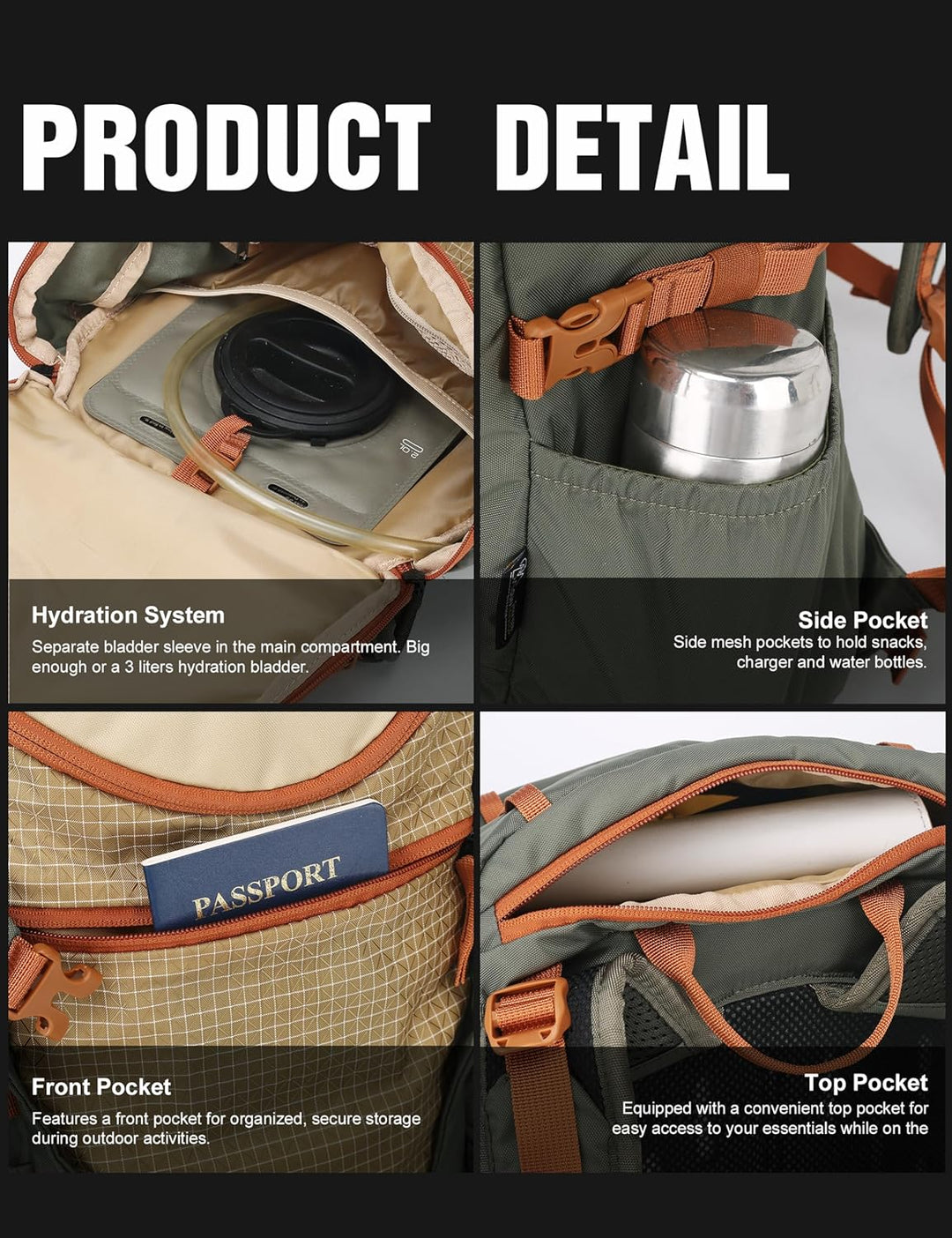 Mountaintop 20L Wanderrucksack Herren Damen Trekkingrucksack Reiserucksack Outdoor Rucksack Trekking