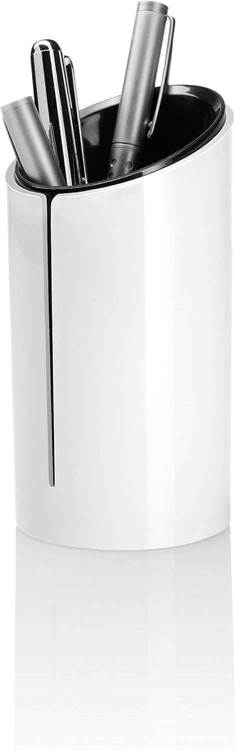 SIGEL SA100 Stifteköcher Eyestyle weiss, 13,5 cm hoch, im puristischen Design, Stiftehalter, Stifteb