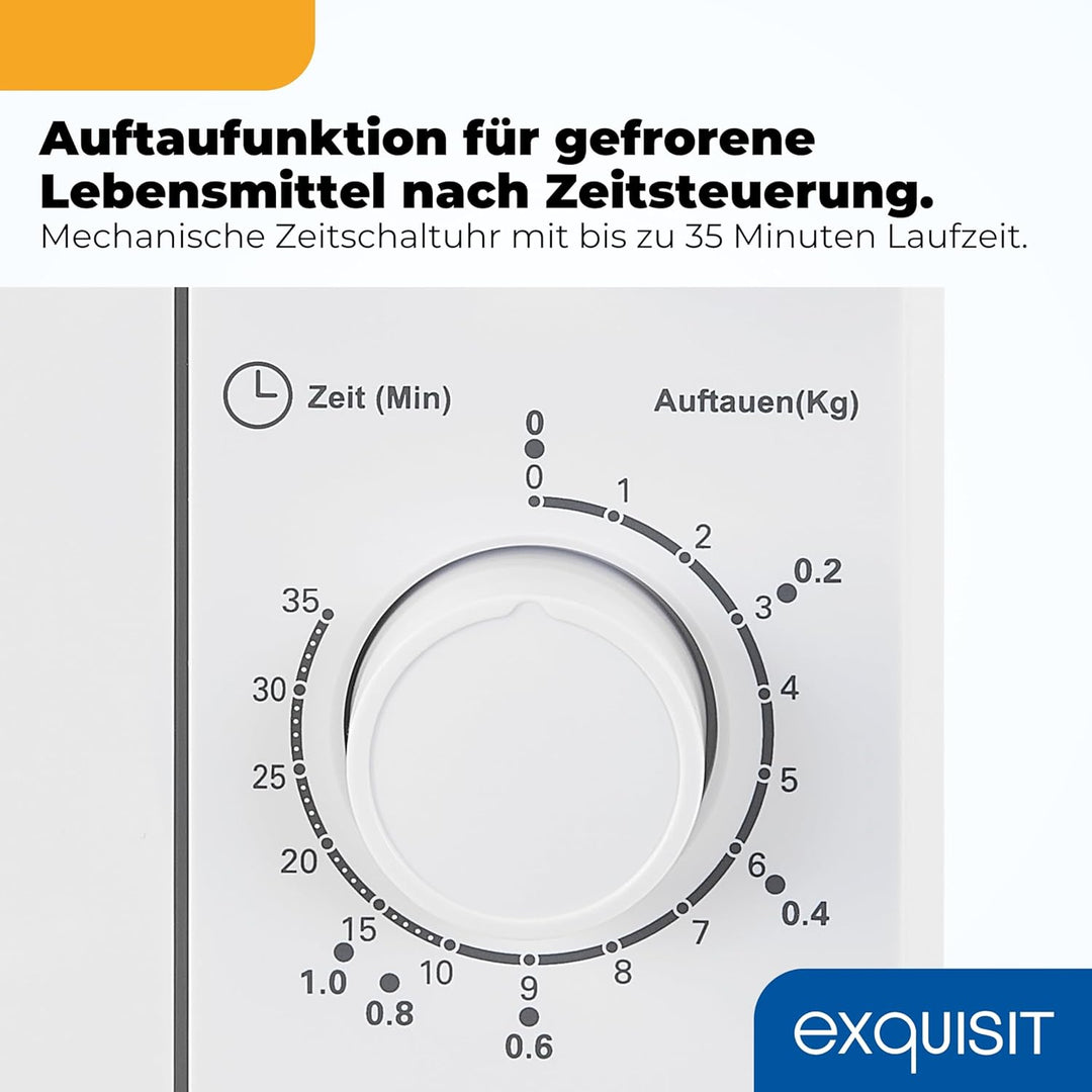 Exquisit Mikrowelle MW 802 | 700 W Leistung | 20 L Garraum | kompakte Mikrowelle mit Edelstahl Innen