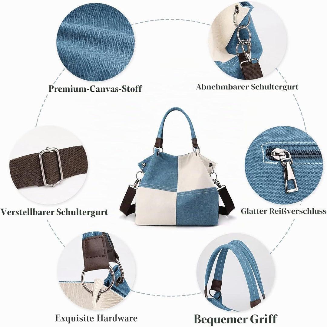 CORIOS Damen Schultertasche Canvas Handtasche Grosse Kapazität Umhängetasche Casual Tragetasche Mult