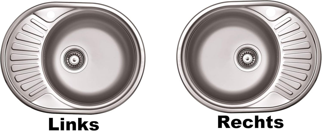 VBChome Einbauspüle 57x44 aus hochwertigem Edelstahl rundes Spülbecken mit Ablagefläche links rechts