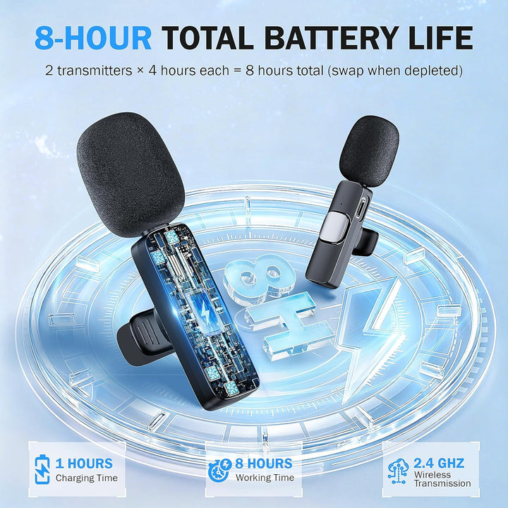 Kabelloses Lavalier Mikrofon für Handy/iPhone//iPad/Kamera, Mini Mikrofon für Live-Streaming, Rausch