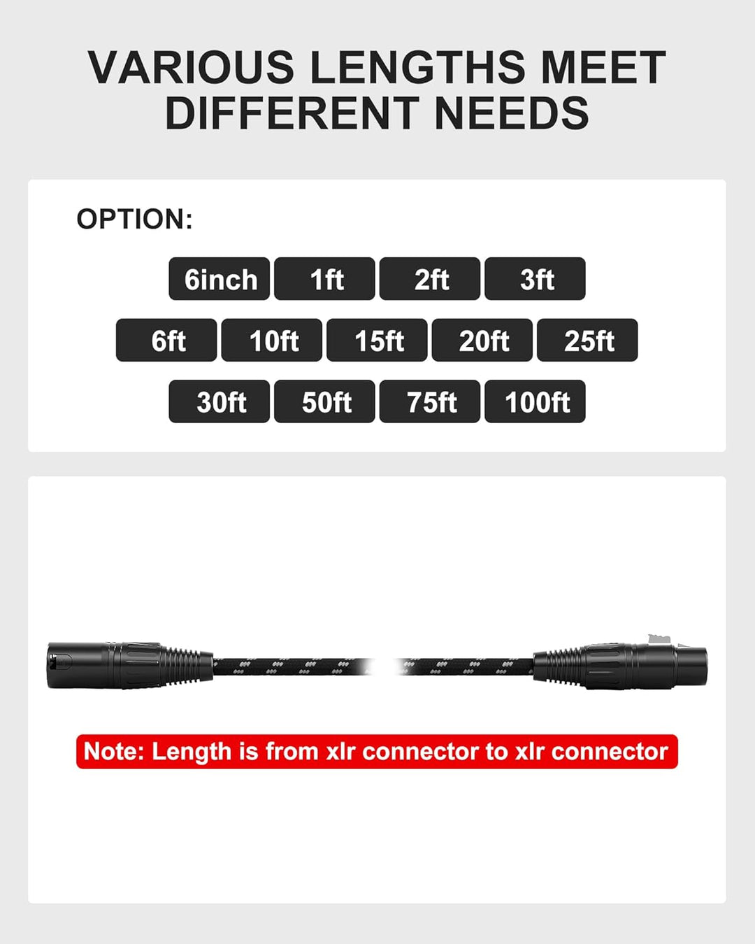 XLR Kabel 2m 2 Stücke, XLR Stecker auf Buchse Kabel, 3 Polig symmetrisches XLR Mikrofonkabel, aus sa