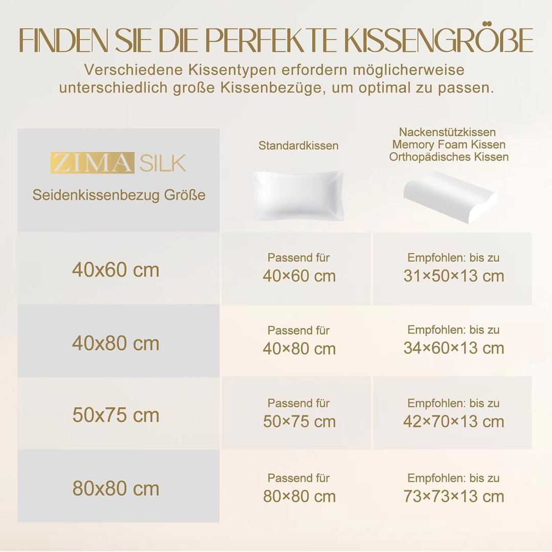 ZIMASILK Kissenbezug aus 100% Seide für Haare und Haut. Doppelseitige 19 Momme Reine Maulbeerseide K