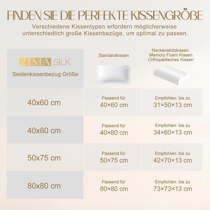 ZIMASILK Kissenbezug aus 100% Seide für Haare und Haut. Doppelseitige 19 Momme Reine Maulbeerseide K
