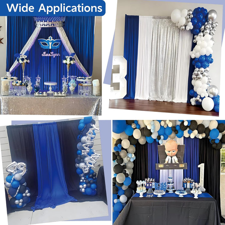 NSSONBEN 3m×3m Falten Freier Royal Blau Hintergrund Vorhang für Geburtstags Hochzeit, 2 Platten 1.5m