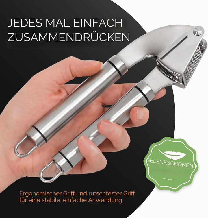 ORBLUE Knoblauchpresse Edelstahl – Premium Knoblauchpresse & Knoblauchreibe aus Edelstahl – Garlic P