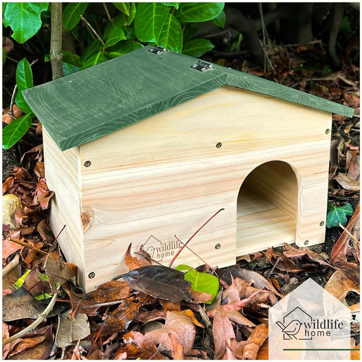 wildlife home Igelhaus Winterfest aus Holz mit Boden & wetterfestem Satteldach I Igelfutterhaus I Ka