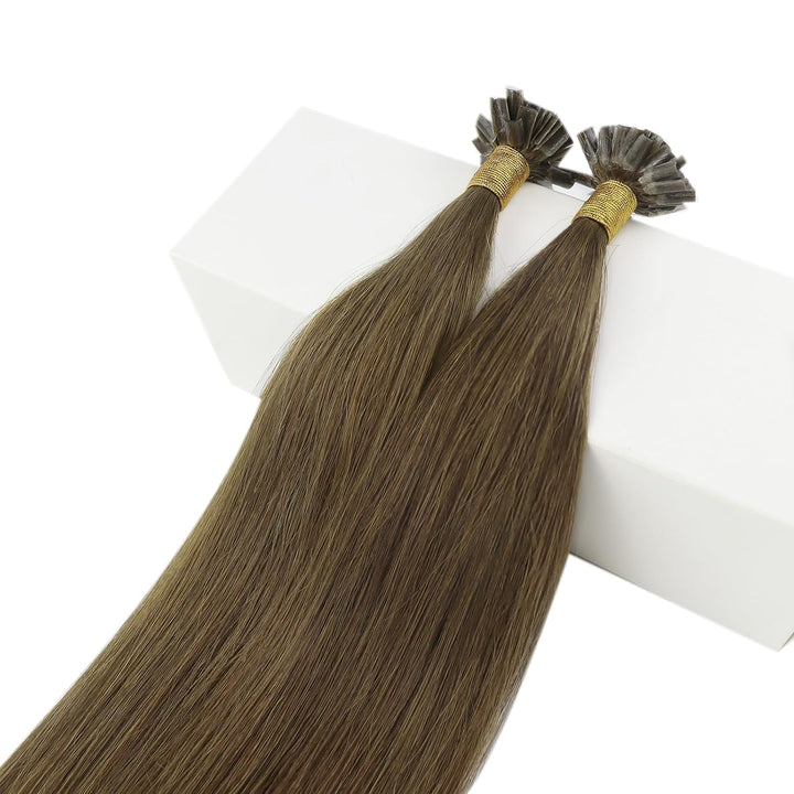 Fshine Haarverlängerung Echthaar Bondings Extensions Echthaar 35cm 50g Dunkelste Braun U Tip Hair Ex