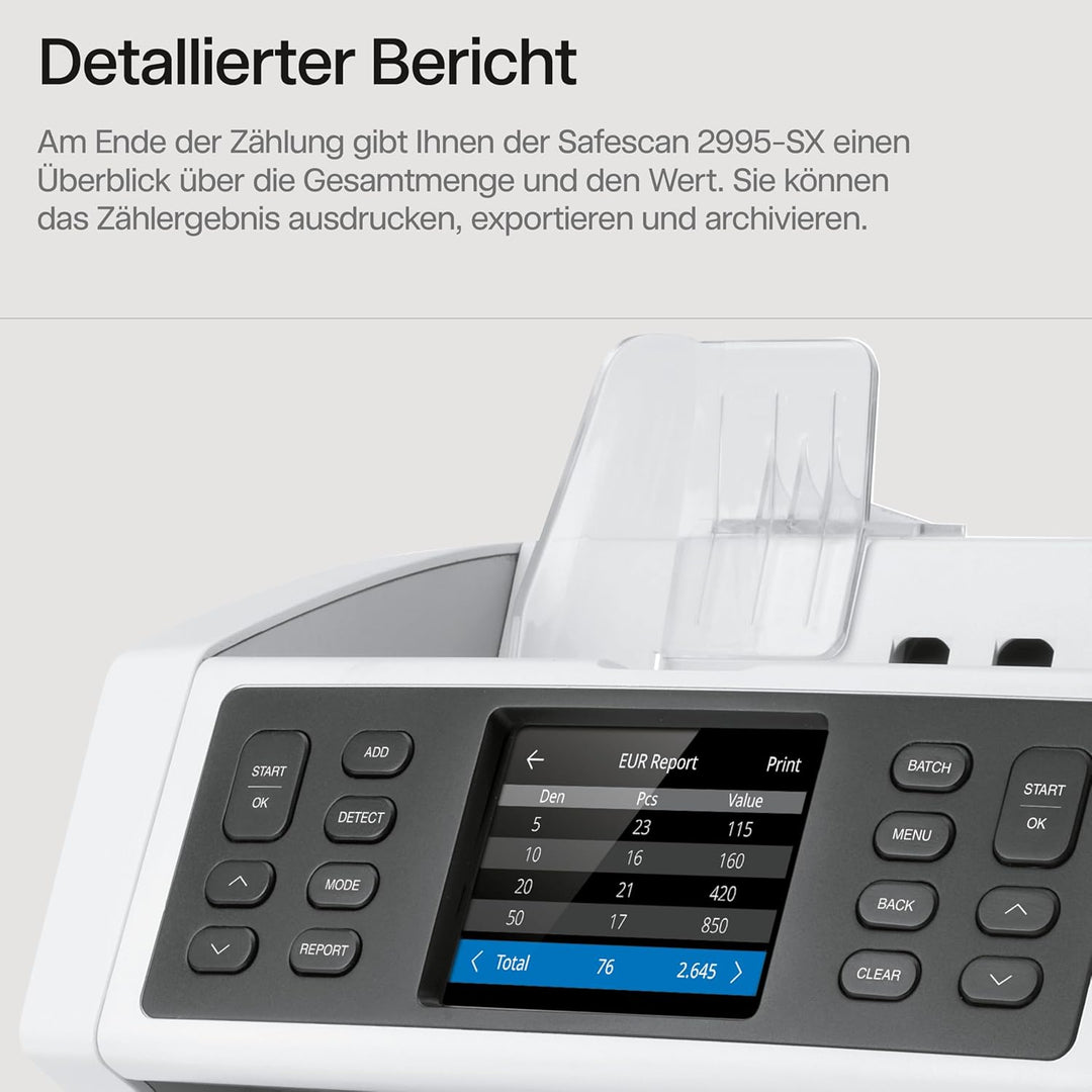 Safescan 2995-SX Geldzählmaschine, Wertzählung und Fitness-Sortierung von gemischten Banknoten - Ban